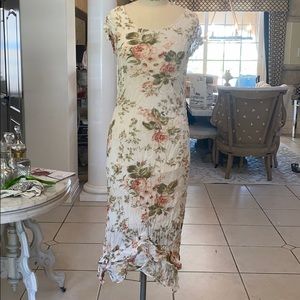 Vintage lolette cap sleeve floral midi dress